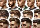 "A collage of stylish men's haircuts showcasing the top 15 best haircuts for guys with straight hair. The image features various trendy styles, including undercuts, fades, and textured looks, perfect for different face shapes and personal styles."